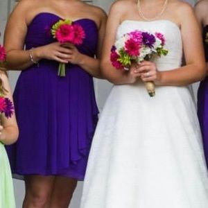 David’s Bridal purple formal strapless bridesmaid dress size 14